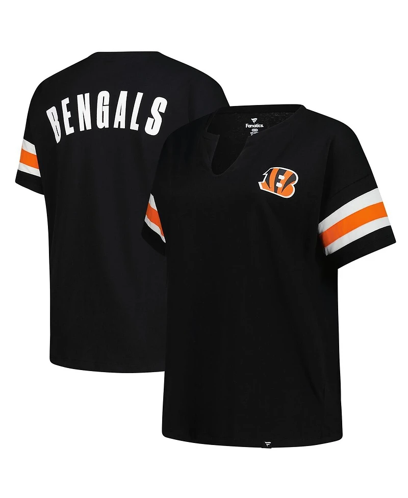 Fanatics Women's Black Cincinnati Bengals Plus Redzone Notch Neck T-Shirt