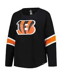 Fanatics Women's Black Cincinnati Bengals Plus Redzone 3/4-Sleeve Scoop Neck T-Shirt