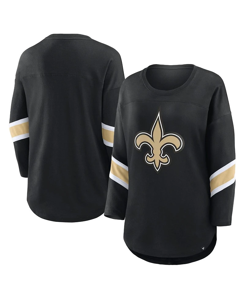 Fanatics Women's Black New Orleans Saints Plus Redzone 3/4-Sleeve Scoop Neck T-Shirt