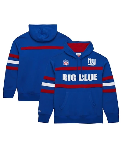 Mitchell Ness Men's Royal New York Giants Logo Head Coach Fleece Pullover Hoodie