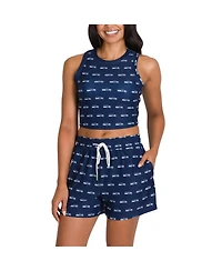 Concepts Sport Women's Seattle Seahawks Gauge Allover Print Cropped Tank Top Shorts Sleep Set