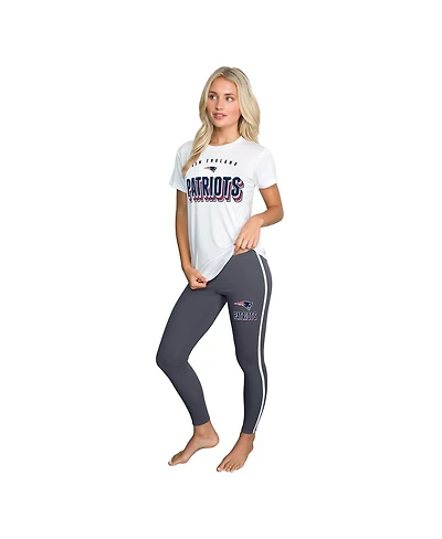 Concepts Sport Women's White/Charcoal New England Patriots Sonata Short Sleeve Top Leggings Set