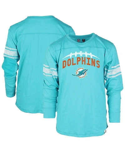 Wes Willy Big Boys and Girls Aqua Miami Dolphins Football Long Sleeve T-Shirt