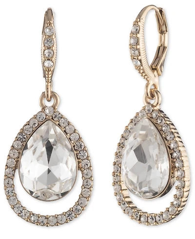 Givenchy Glass Stone Open Pave Pear Drop Earrings