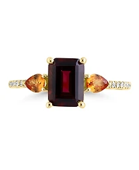 Lali Jewels Multi-Gemstone & Diamond (1/20 ct. t.w.) Ring in 14k Yellow Gold