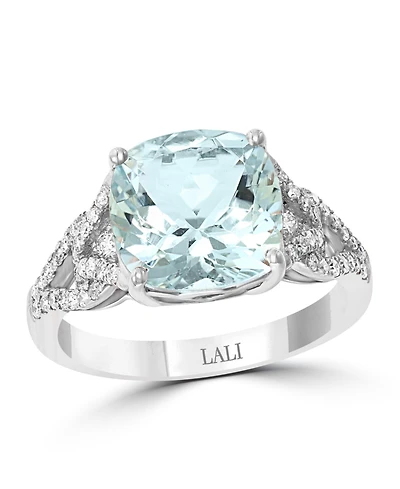 Lali Jewels Aquamarine (3-1/2 ct. t.w.) & Diamond (1/3 14k Gold