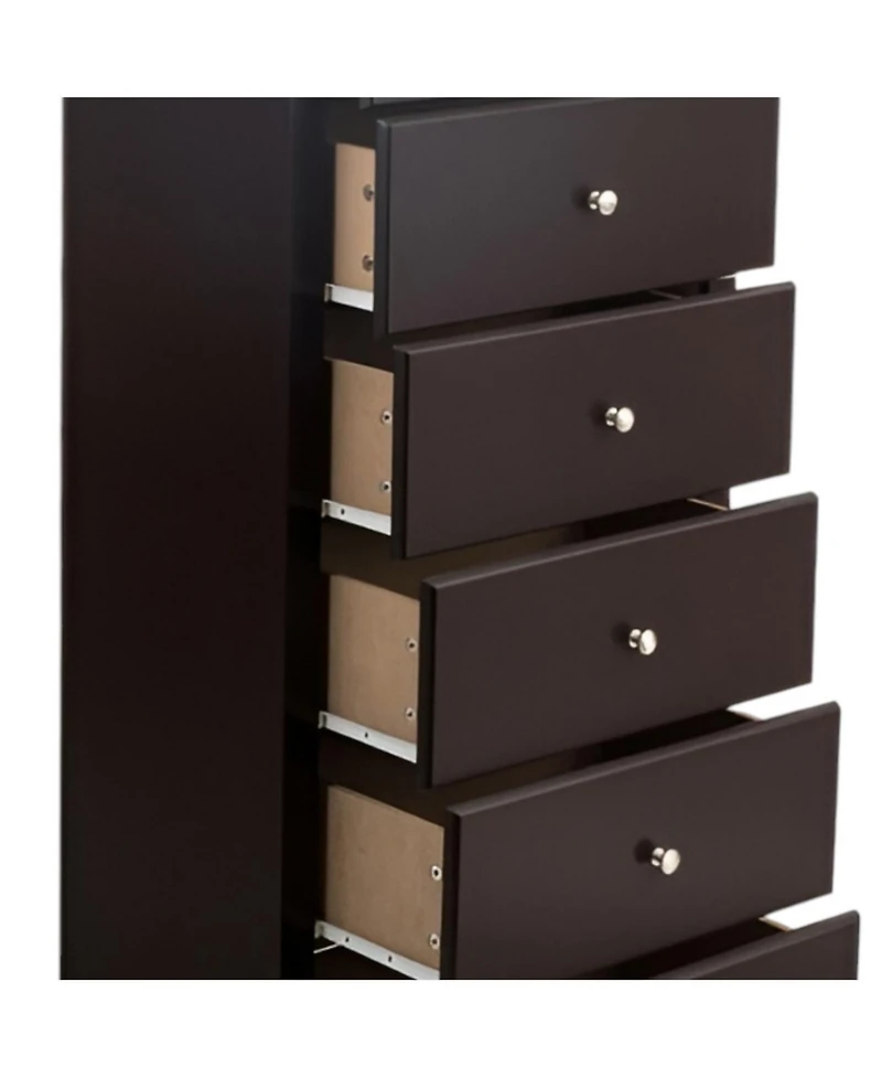 6-Drawer Tall Wooden Dresser Chest – Vertical Storage Cabinet for Bedroom, Closet, or Entryway Organization