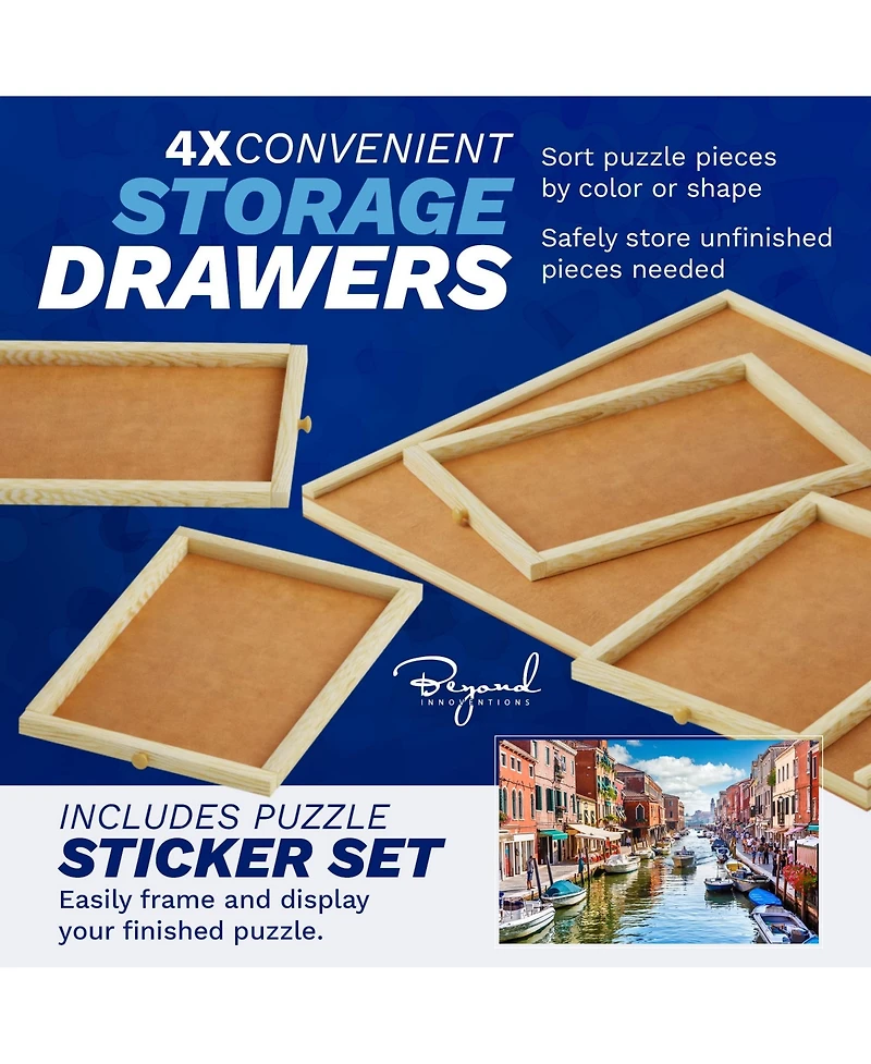 Beyond Innoventions Wooden Puzzle Table – Portable Jigsaw Organizer