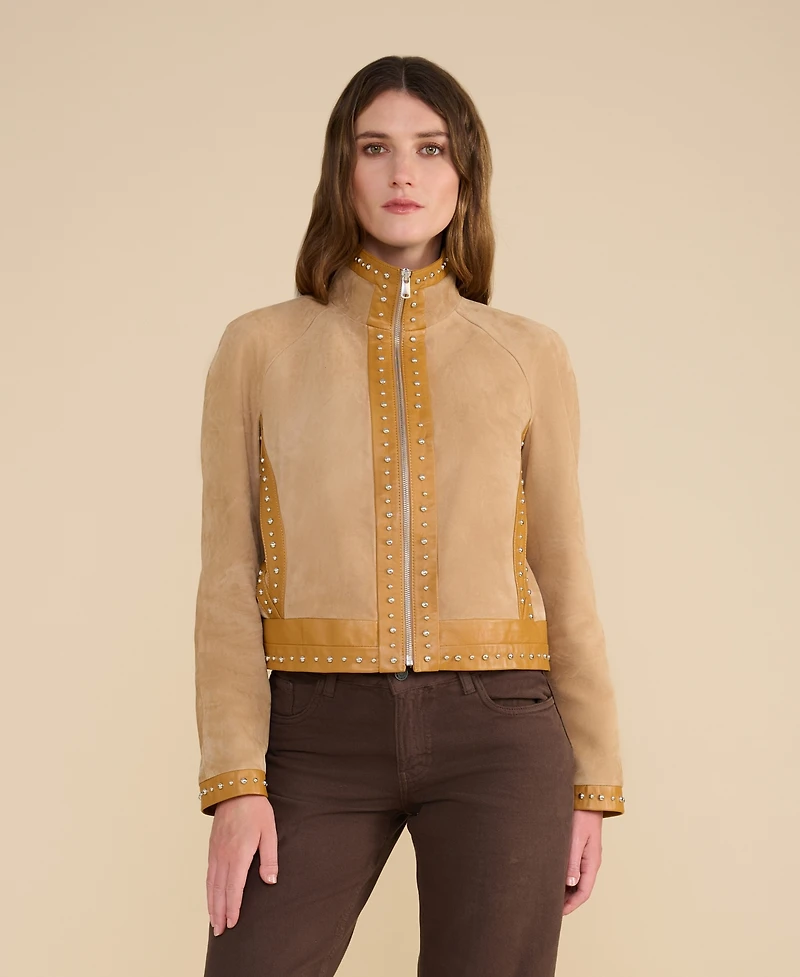 Furniq Uk Women's Suede Studded Jacket, Created for Macy's