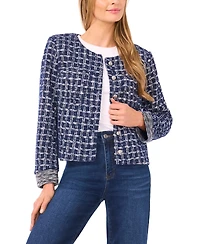CeCe Women's Collarless Crew Neck Long Sleeve Jacket