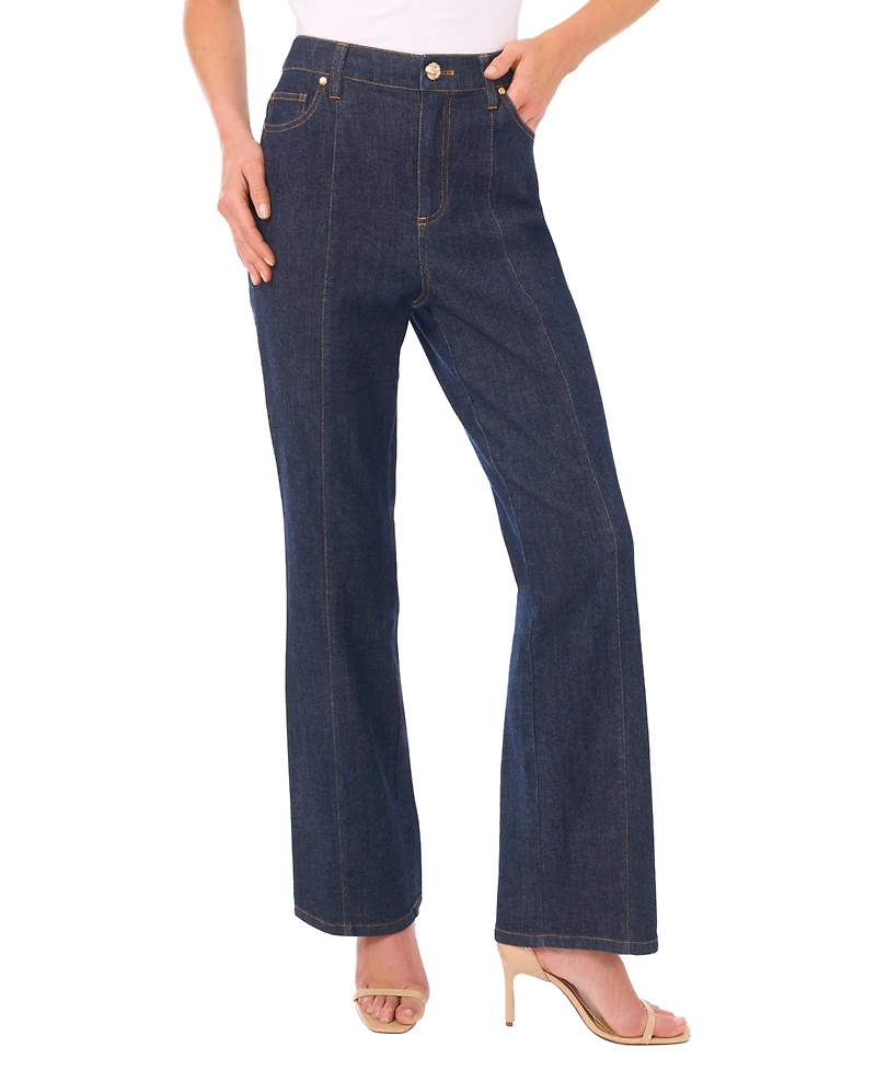 CeCe Women's Front Seam High-Waist Flare Jeans