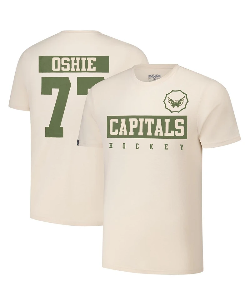 Levelwear Men's Tj Oshie Khaki Washington Capitals 2024 Nhl Military Appreciation Richmond Delta Player Name Number T-Shirt