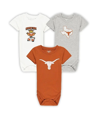 Wes & Willy Baby Boys and Girls Texas Longhorns 3-Pack Bodysuit Set