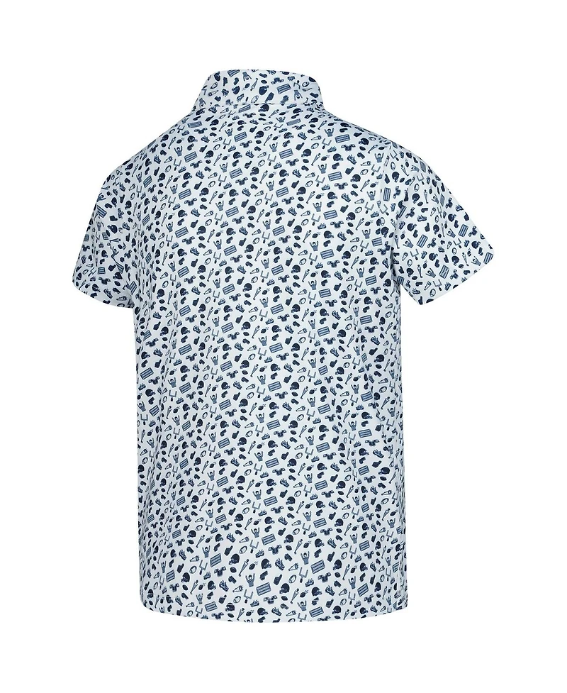 Garb Big Boys and Girls White Notre Dame Fighting Irish Tom Allover Print Performance Polo Shirt