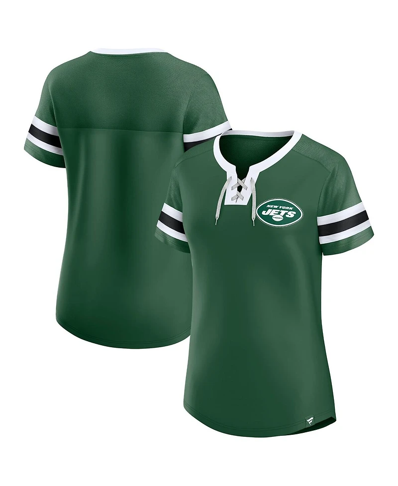 Fanatics Women's Green New York Jets Lace-Up Bling T-Shirt