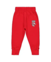 Wes & Willy Baby Boys and Girls 2-Piece Wisconsin Badgers Color Block Pullover Hoodie Sweatpants Set