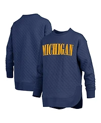 Pressbox Women's Navy Michigan Wolverines Quilted Long Sleeve Pullover Sweatshirt