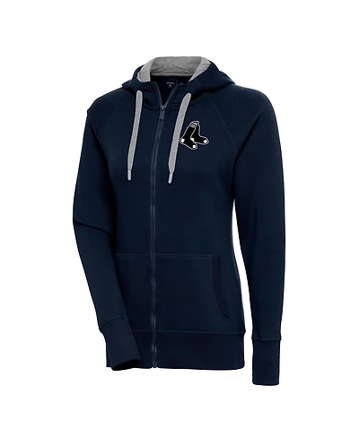 Antigua Women's Navy Boston Red Sox Brushed Metallic Victory Full-Zip Hoodie