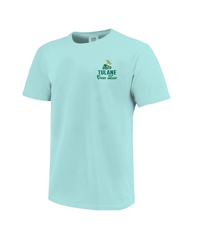 Image One Big Boys and Girls Teal Tulane Green Wave Comfort Colors Mascot Overlay T-Shirt