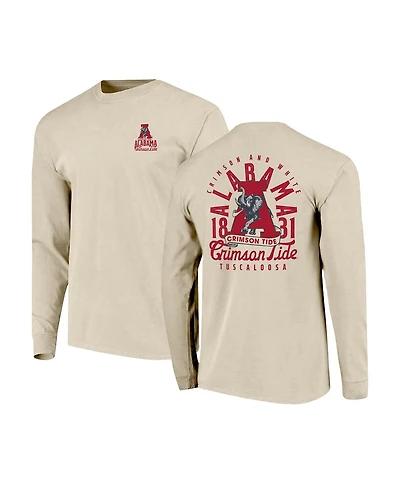 Image One Men's Natural Alabama Crimson Tide Comfort Colors Mascot Overlay Long Sleeve T-Shirt