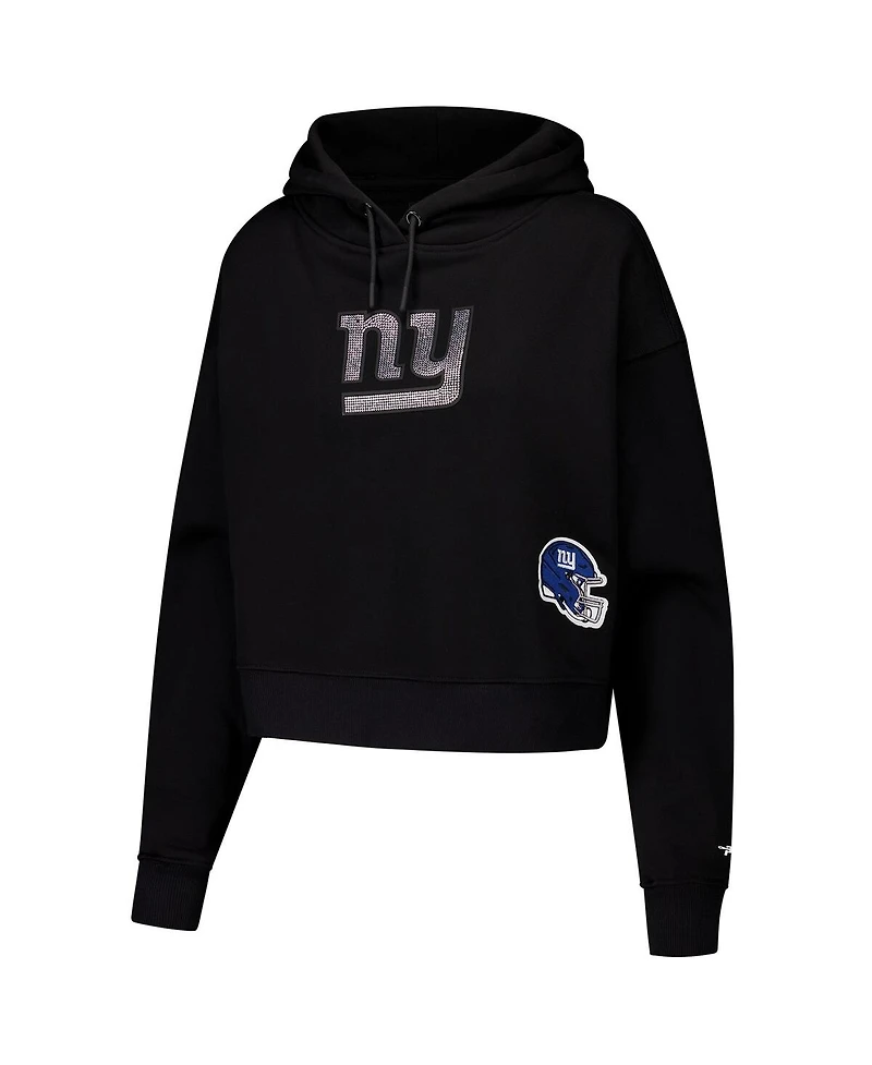 Pro Standard Women's Black New York Giants Jeweled Cropped Pullover Hoodie