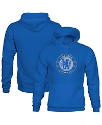 1863FC Big Boys and Girls Blue Chelsea Color Badge Fleece Pullover Hoodie