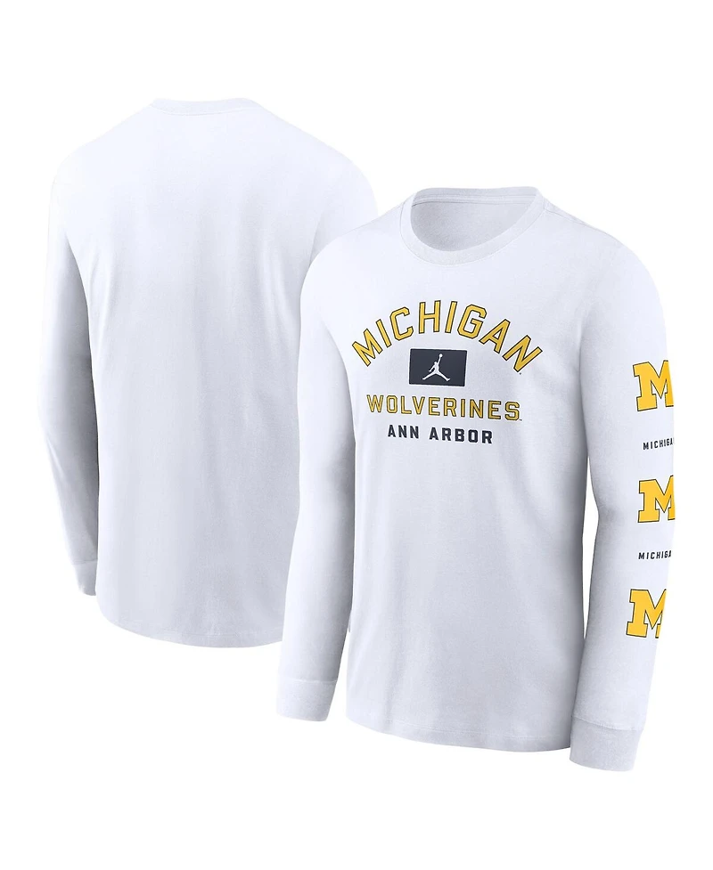 Jordan Men's White Michigan Wolverines Primetime Classic Location Long Sleeve T-Shirt