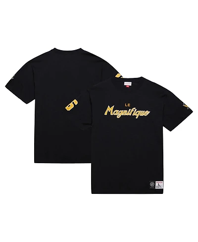 Mitchell & Ness Men's Mario Lemieux Black Pittsburgh Penguins Premium Nickname Vintage Logo T-Shirt