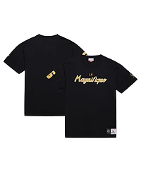 Mitchell & Ness Men's Mario Lemieux Black Pittsburgh Penguins Premium Nickname Vintage Logo T-Shirt