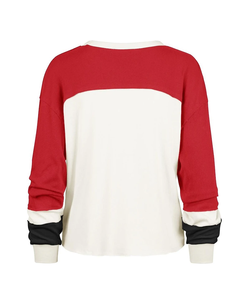 '47 Brand Women's Cream/Scarlet San Francisco 49ers Plus Double Header Curve Toni Long Sleeve T-Shirt