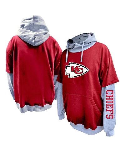 Profile Men's Red/Heather Gray Kansas City Chiefs Big Tall Twofer Pullover Hoodie