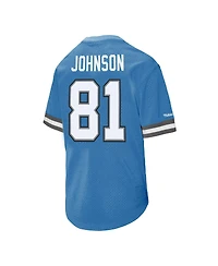 Mitchell & Ness Men's Calvin Johnson 81 Blue Detroit Lions Retired Player Name Number Mesh T-Shirt