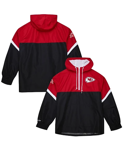 Mitchell & Ness Men's Red/Black Kansas City Chiefs Tie Breaker Vintage Logo Lightweight Anorak Half-Zip Windbreaker Jacket