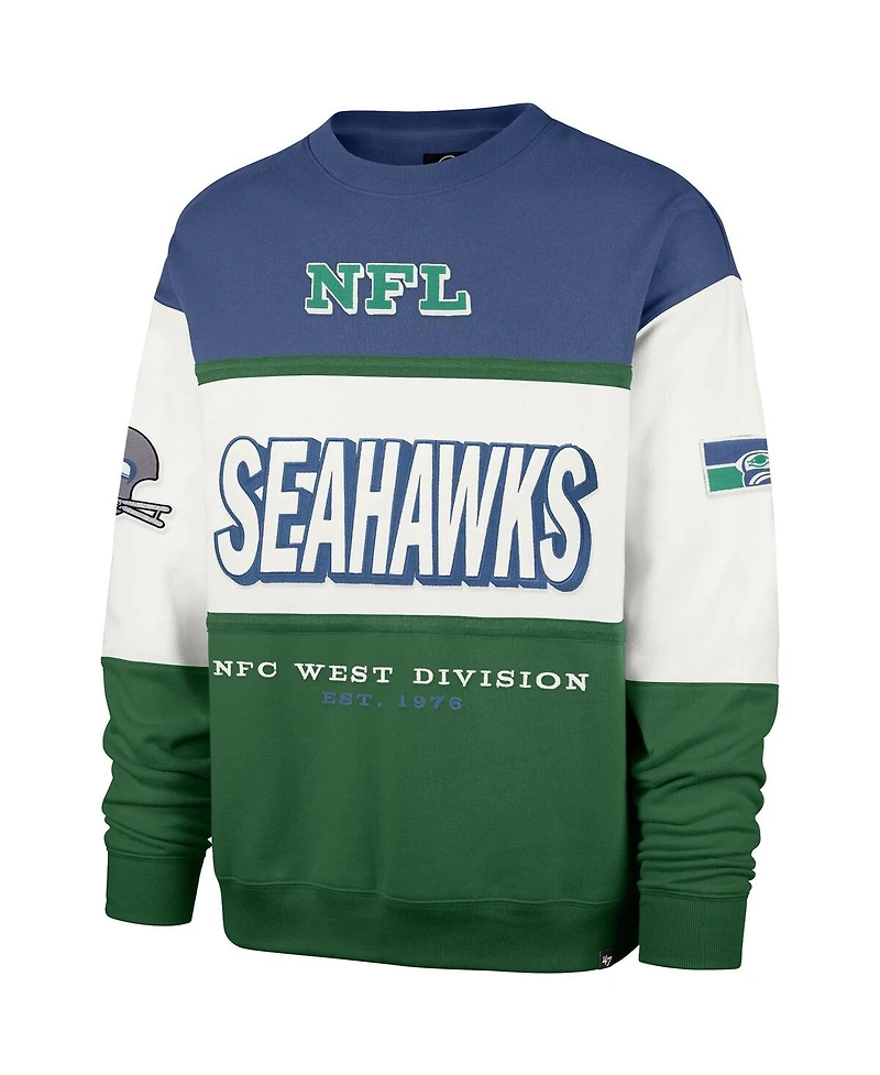 '47 Brand Men's Royal/Green Seattle Seahawks Throwback Breeze Maximalist Sweatshirt