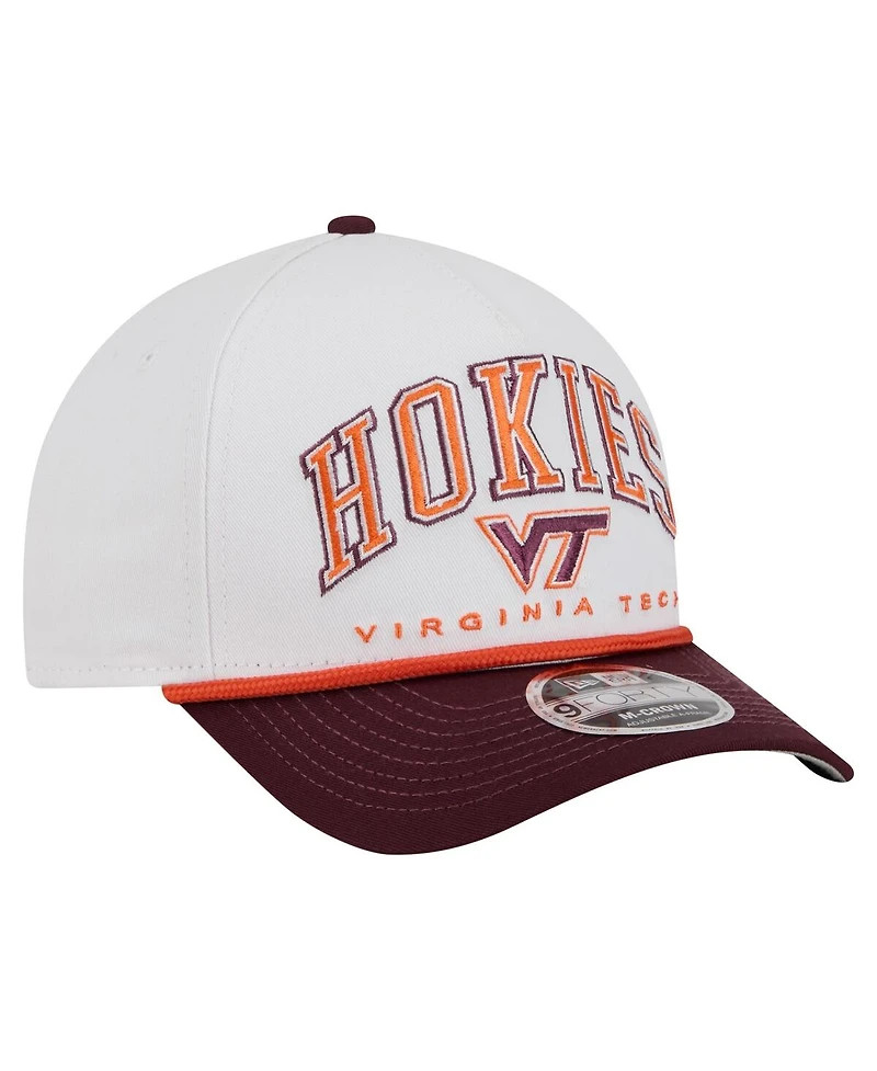 New Era Men's White/Maroon Virginia Tech Hokies Arch Two-Tone Rope 9FORTY A-Frame M-Crown Adjustable Hat