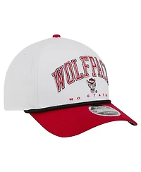 New Era Men's White/Red Nc State Wolfpack Arch Two-Tone Rope 9FORTY A-Frame M-Crown Adjustable Hat