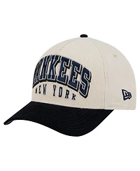 New Era Men's Cream/Navy New York Yankees Sided Corduroy 9FORTY A-Frame Adjustable Hat