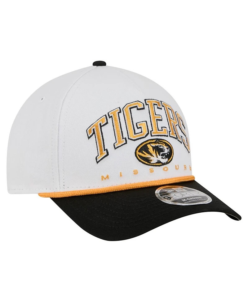 New Era Men's White/Black Missouri Tigers Arch Two-Tone Rope 9FORTY A-Frame M-Crown Adjustable Hat