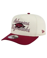 New Era Men's Cream/Cardinal Arkansas Razorbacks Vintage Chainstitch 9FIFTY A-Frame Snapback Hat