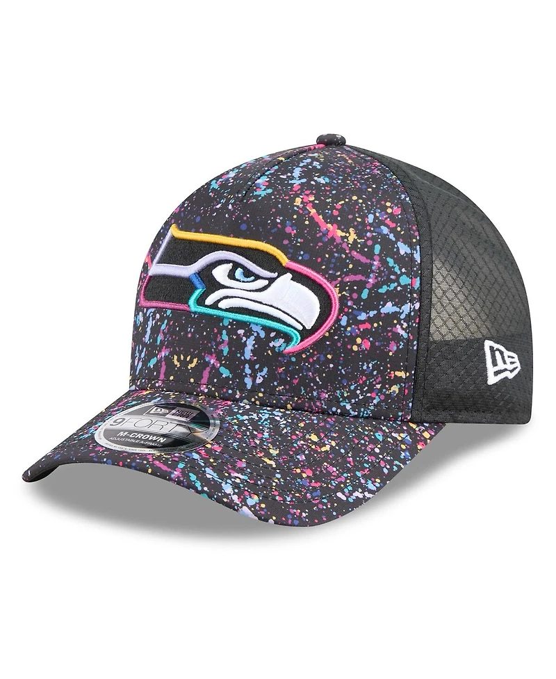 New Era Men's Black Seattle Seahawks 2025 Nfl Crucial Catch 9FORTY Adjustable Hat
