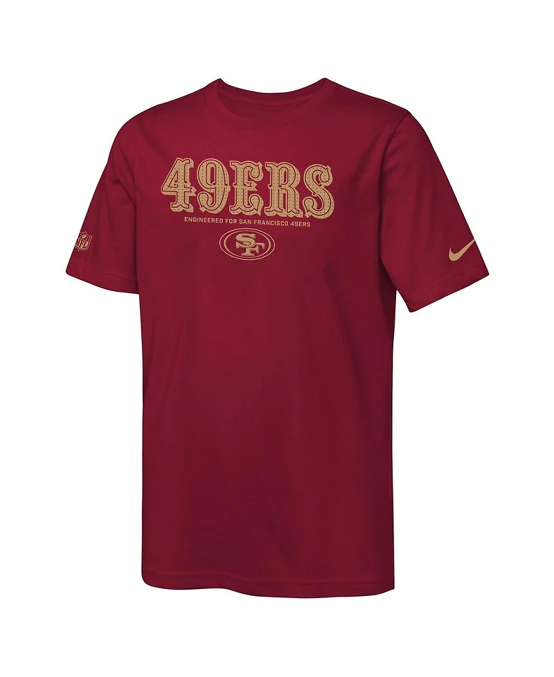 Nike Big Boys and Girls Scarlet San Francisco 49ers Sideline Team Issue T-Shirt