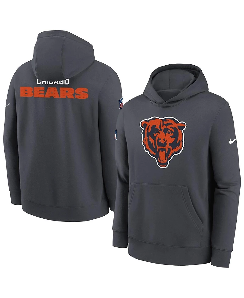 Nike Big Boys and Girls Charcoal Chicago Bears Sideline Club Fleece Hoodie