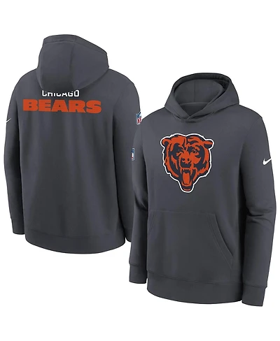 Nike Big Boys and Girls Charcoal Chicago Bears Sideline Club Fleece Hoodie
