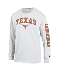 Champion Men's White Texas Longhorns Arch Over Logo 2-Hit Long Sleeve T-Shirt