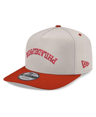 New Era Men's Cream/Red Philadelphia Phillies Upside Down City Name A-Frame 9FIFTY Snapback Hat