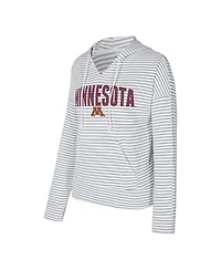 Concepts Sport Men's White/Gray Minnesota Golden Gophers French Terry Striped V-Neck Pullover Hoodie