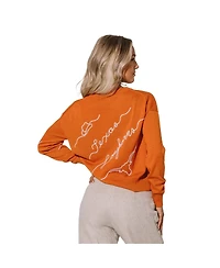 Kadyluxe Women's Texas Orange Longhorns Love Note Embroidered Pullover Sweater