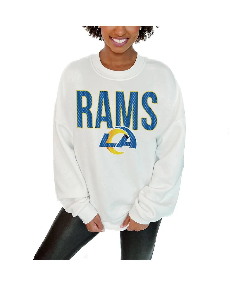 Gameday Couture Women's White Los Angeles Rams Just Go With It Oversized Long Sleeve Crewneck Sweatshirt