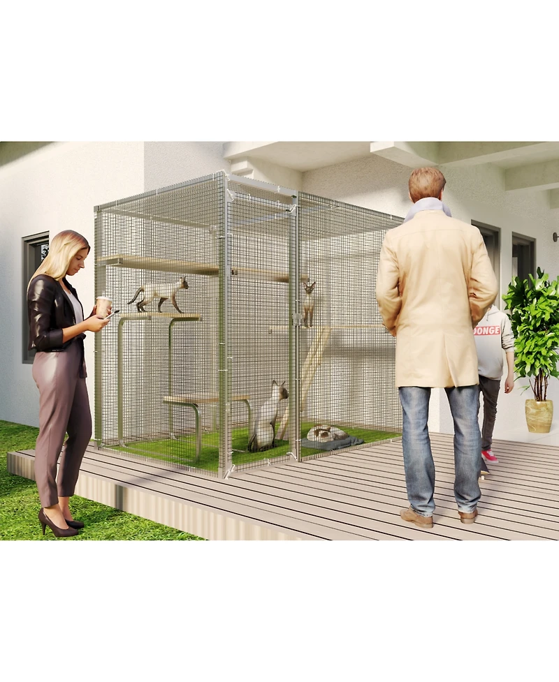 Streamdale Furniture Cat House Large Catio Cat Cage Shelter Enclosure Playpen 7.8 ft x4.9 ft