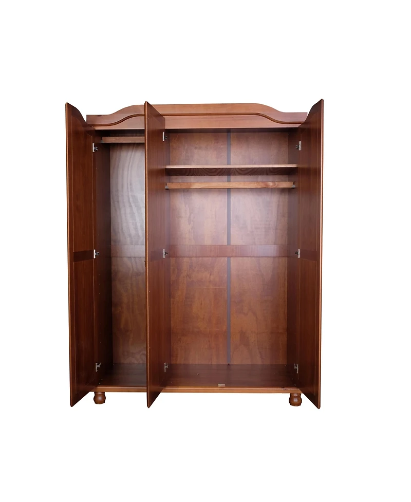 Palace Imports 100% Solid Wood Kyle 3-Door Wardrobe with Raised Panel Doors
